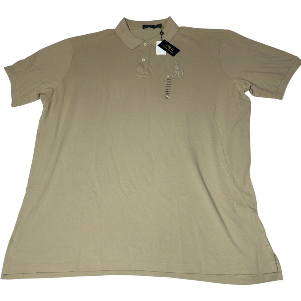Polo Ralph Lauren Mens 4XLT Tan Big Pony Cotton Short Sleeve Polo Shirt New